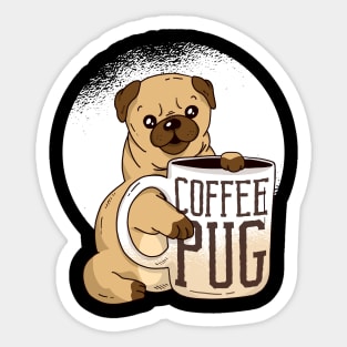 Cute Coffee Pug Shirt, Coffee And Dog Lover Gift, Pug Mama Sticker